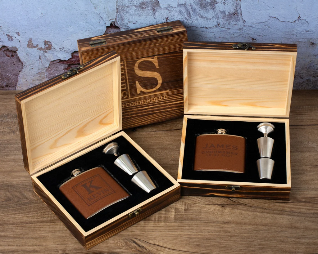 Groomsmen Gifts Personalized Flask Set with Wooden Box, Groomsmen Gift Set, Best Man Gift, Groomsman Gift, Groomsmen Proposal, Groom Gift