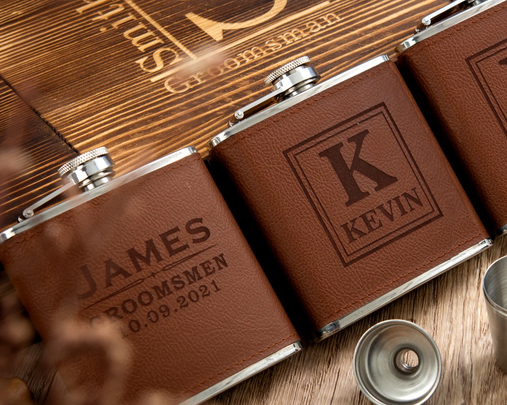 Groomsmen Gifts Personalized Flask Set with Wooden Box, Groomsmen Gift Set, Best Man Gift, Groomsman Gift, Groomsmen Proposal, Groom Gift