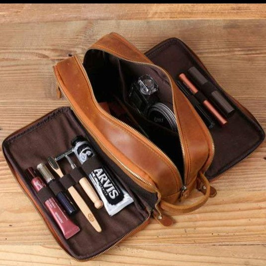 Groomsmen Gifts, Waterproof Leather Toiletry Bag, Personalized