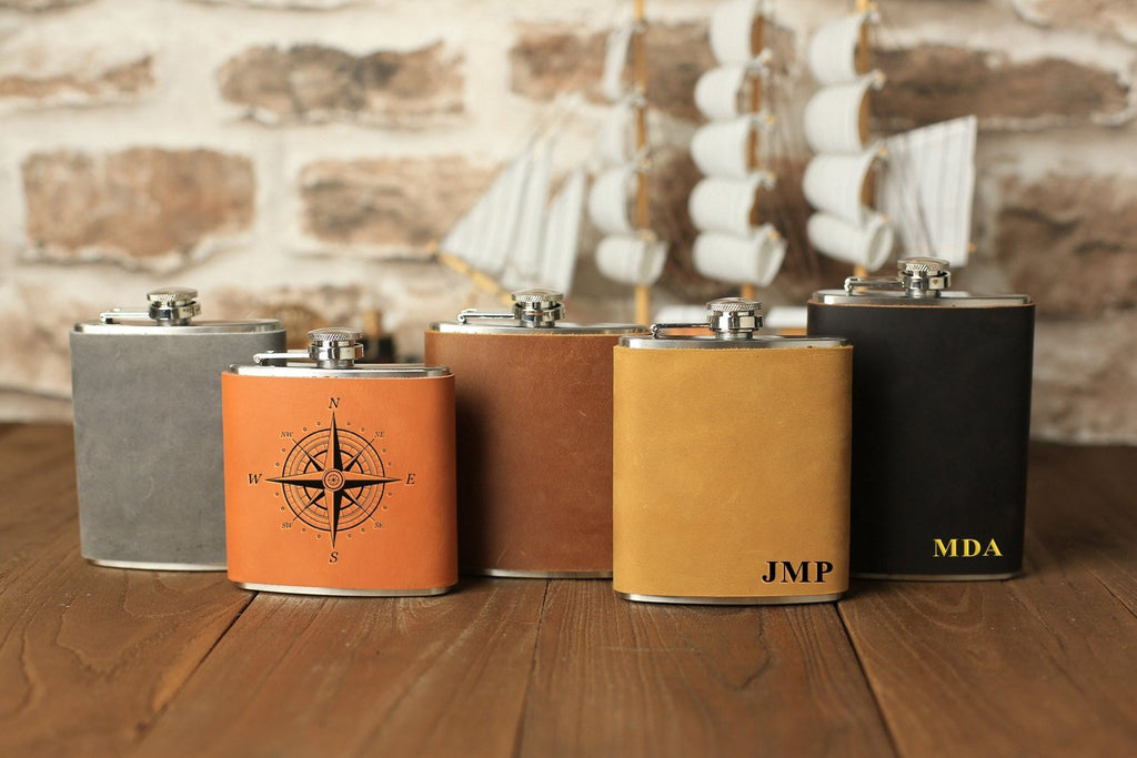 Groomsmen Gift Customized Flask Personalized Leather Flask Engraved Flask Best Man Gift - urweddinggifts