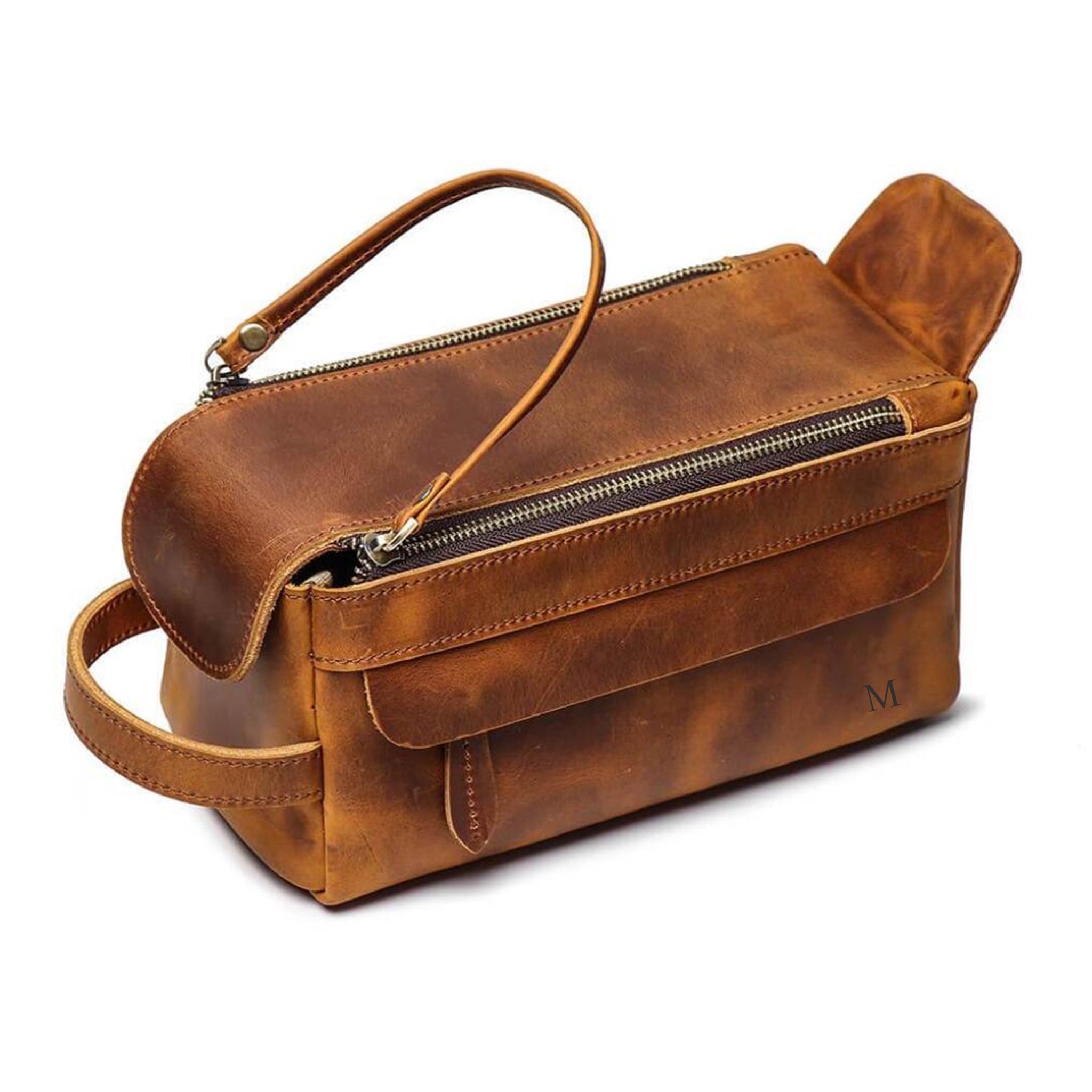 Leather toiletry bag for mens monogram sale