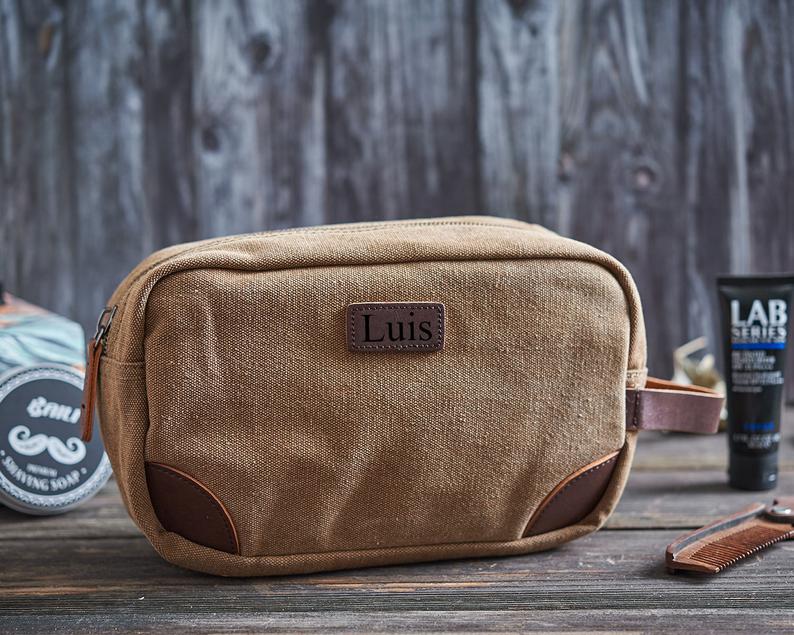 Groomsmen Gifts Personalized Dopp Kit Custom Toiletry Bag Engraved Canvas Shave Kit - urweddinggifts