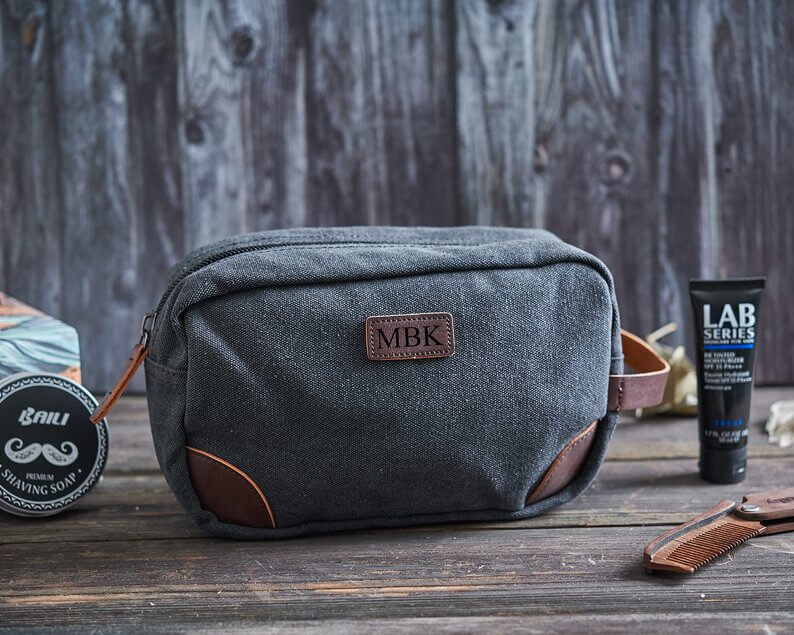 Groomsmen Gifts Personalized Dopp Kit Custom Toiletry Bag Engraved Canvas Shave Kit - urweddinggifts