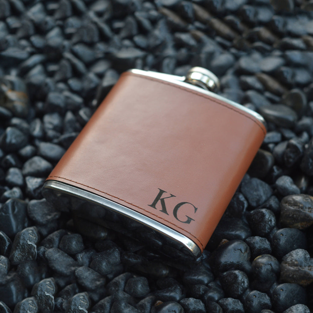 Groomsmen Gift Personalized Flask Customized Men Flask Engraved Leather Flask Usher Gift - urweddinggifts