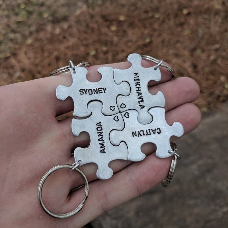 Groomsmen Gift Personalized Key Chain Custom Puzzle Key Chain Engraved ...