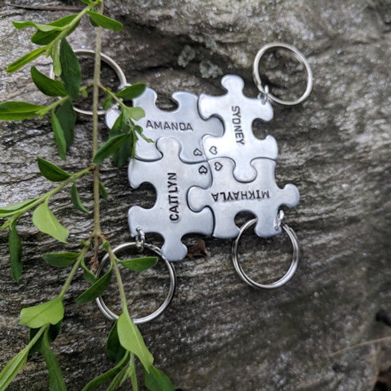 Personalized puzzle keychain hot sale