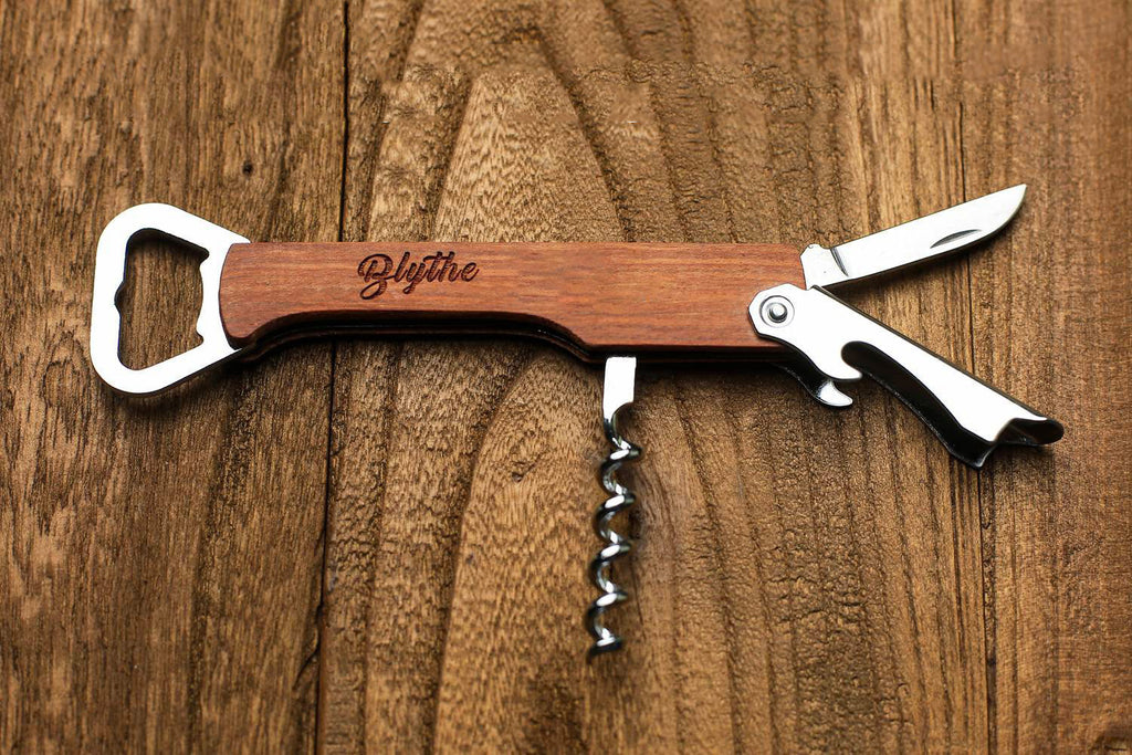 Groomsmen Gifts Personalized Wooden Corkscrew Engraved Bottle Opener Usher Gift - urweddinggifts