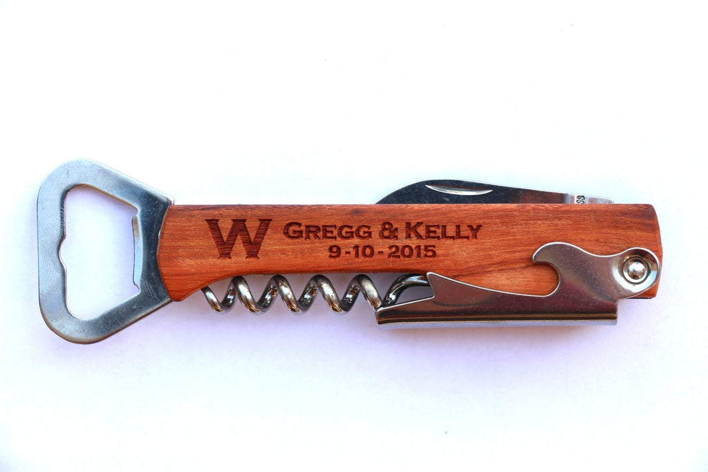 Groomsmen Gifts Personalized Wooden Corkscrew Engraved Bottle Opener Usher Gift - urweddinggifts