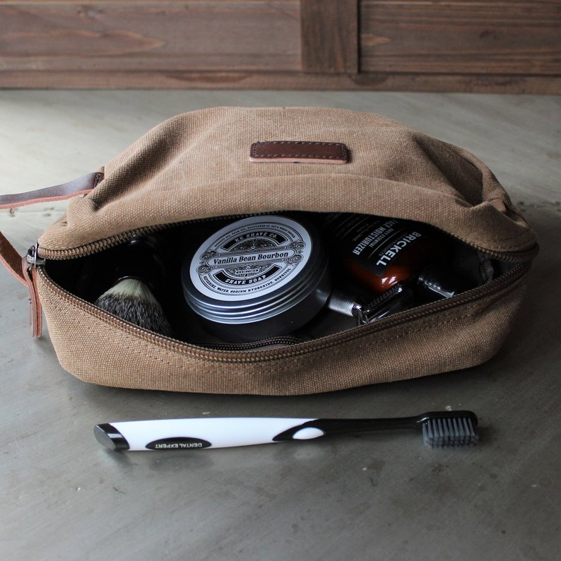 Groomsmen Gifts Travel Size Toiletry Bag Personalized Canvas Dopp Kit Handmade Usher Gift Custom Best Man Gift - urweddinggifts