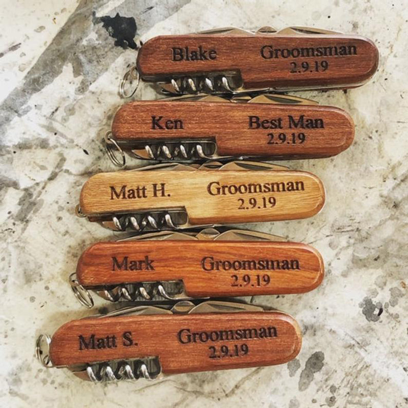 Groomsmen Gifts Personalized Bottle Opener Wooden Corkscrew Custom Corkscrew Usher Gifts - urweddinggifts