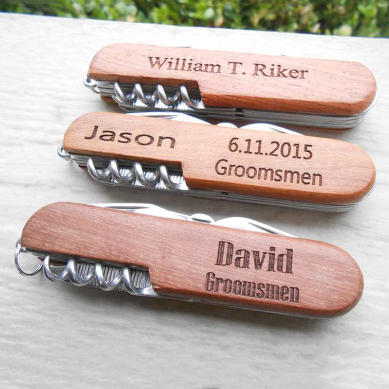 Groomsmen Gifts Personalized Bottle Opener Wooden Corkscrew Custom Corkscrew Usher Gifts - urweddinggifts