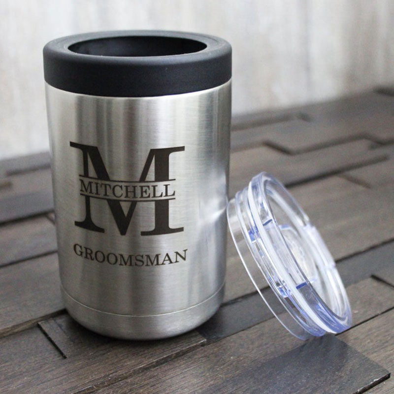 Personalized Maroon RTIC Can Cooler, Monogrammed Can Cooler, Groomsmen Gift  