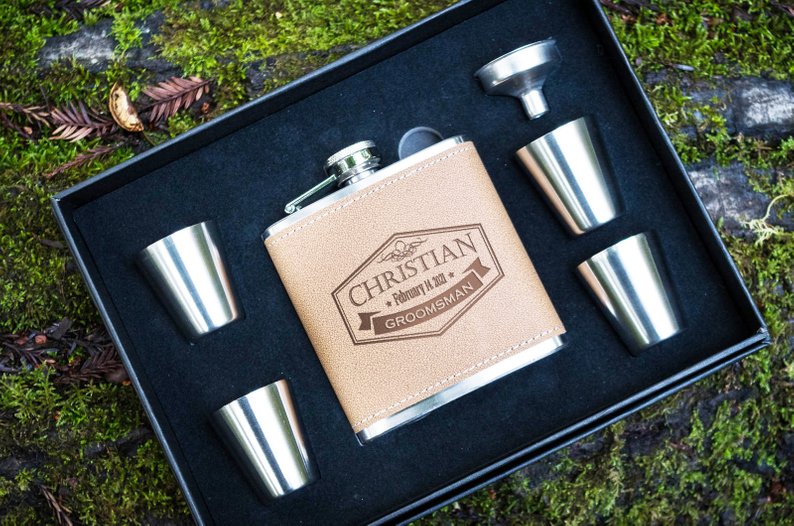 Groomsmen Gifts Personalized Groomsmen Flasks Monogram Flask Set Engraved Best Man Gift - urweddinggifts