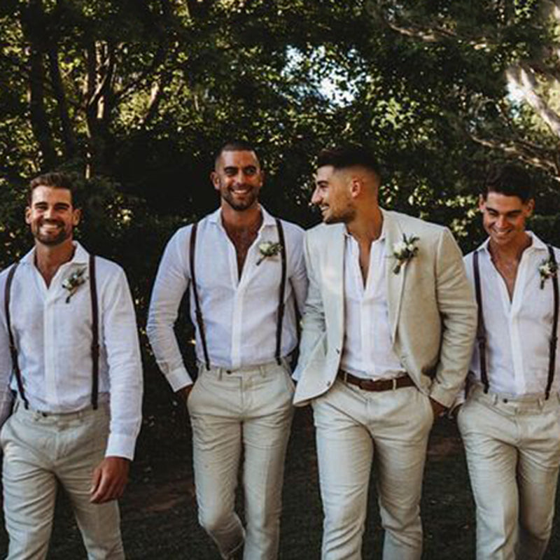 Men's Black Leather Button Suspenders Wedding Men Suspenders