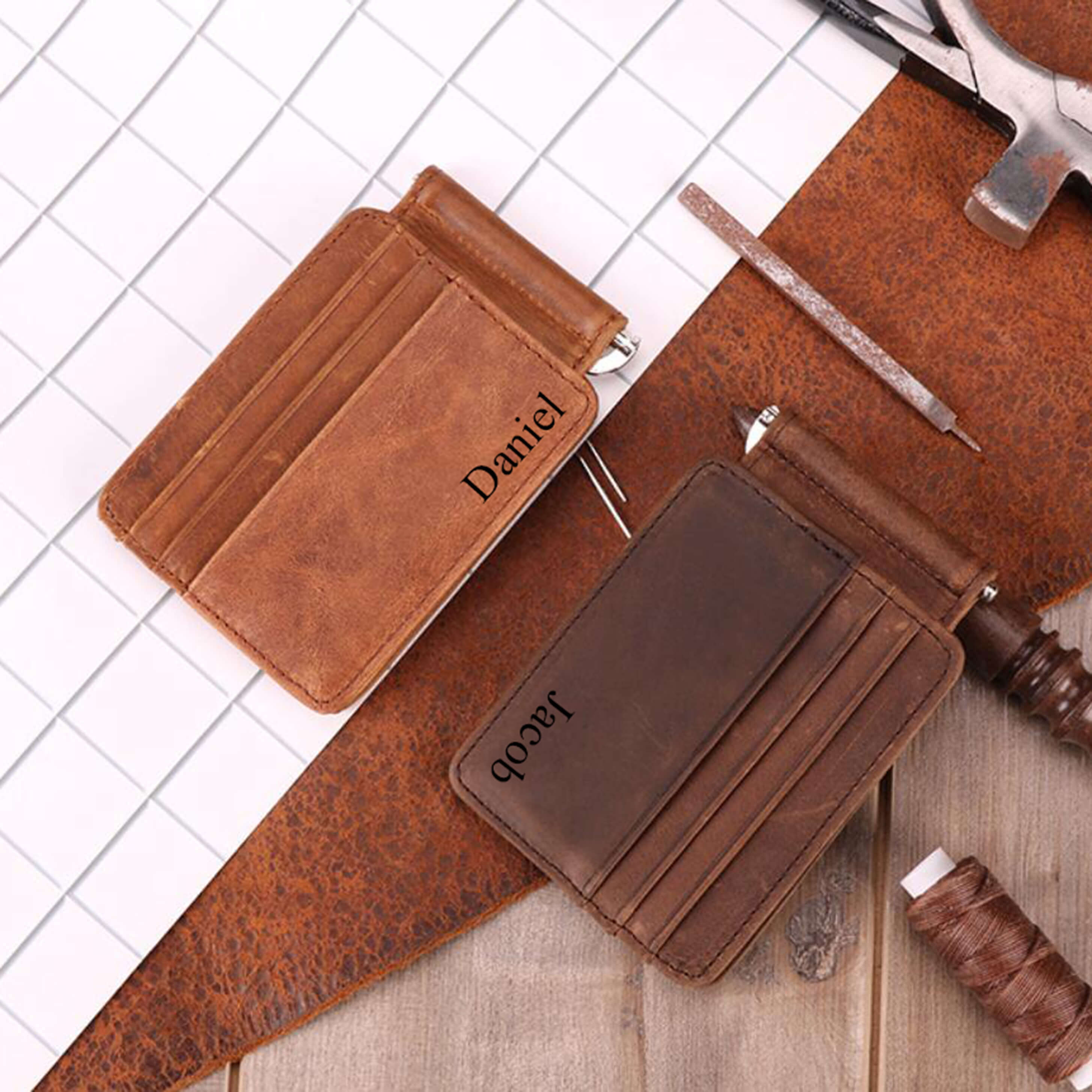 Groomsmen Gifts Personalized Mens Wallet RFID Leather Wallet