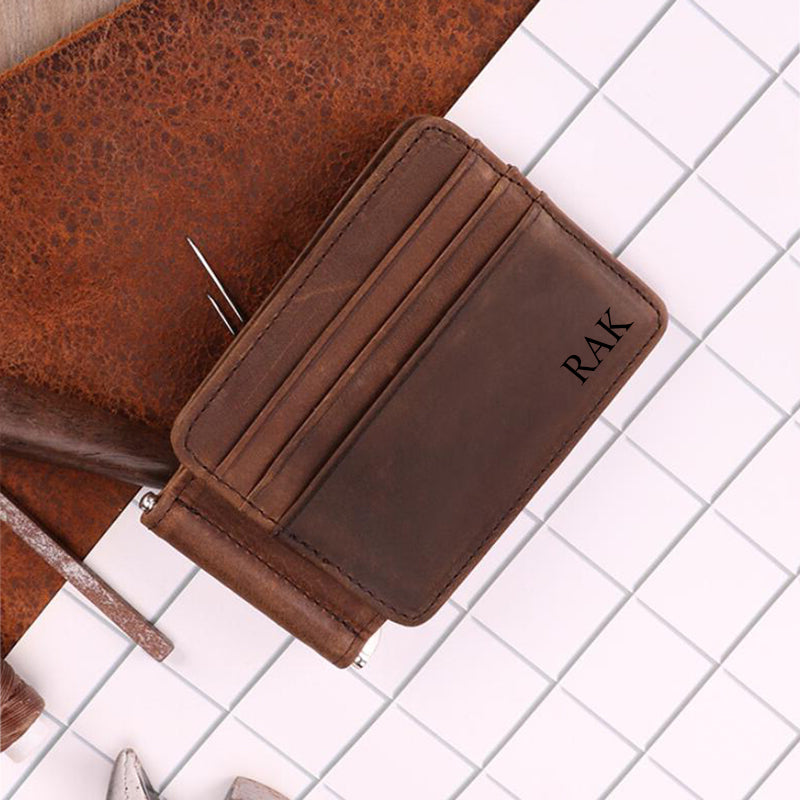 Mongorammed Leather Money Clip Wallet