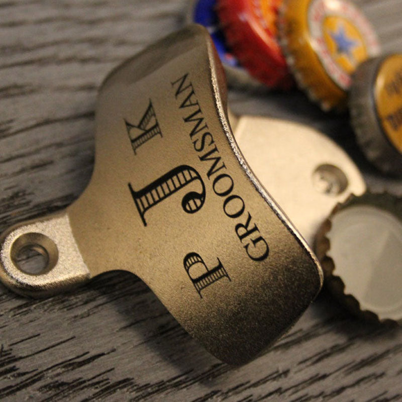 Groomsmen Gifts Personalized Wall Mounted Bottle Opener Engraved Bottle Opener Custom Beer Bottle Opener - urweddinggifts