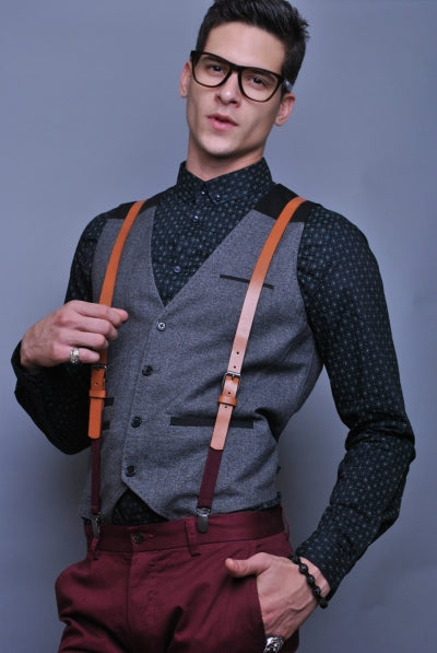 Groomsmen Gifts Personalized Wedding Suspenders Custom Leather Suspenders Mens Adjustable Suspenders - urweddinggifts