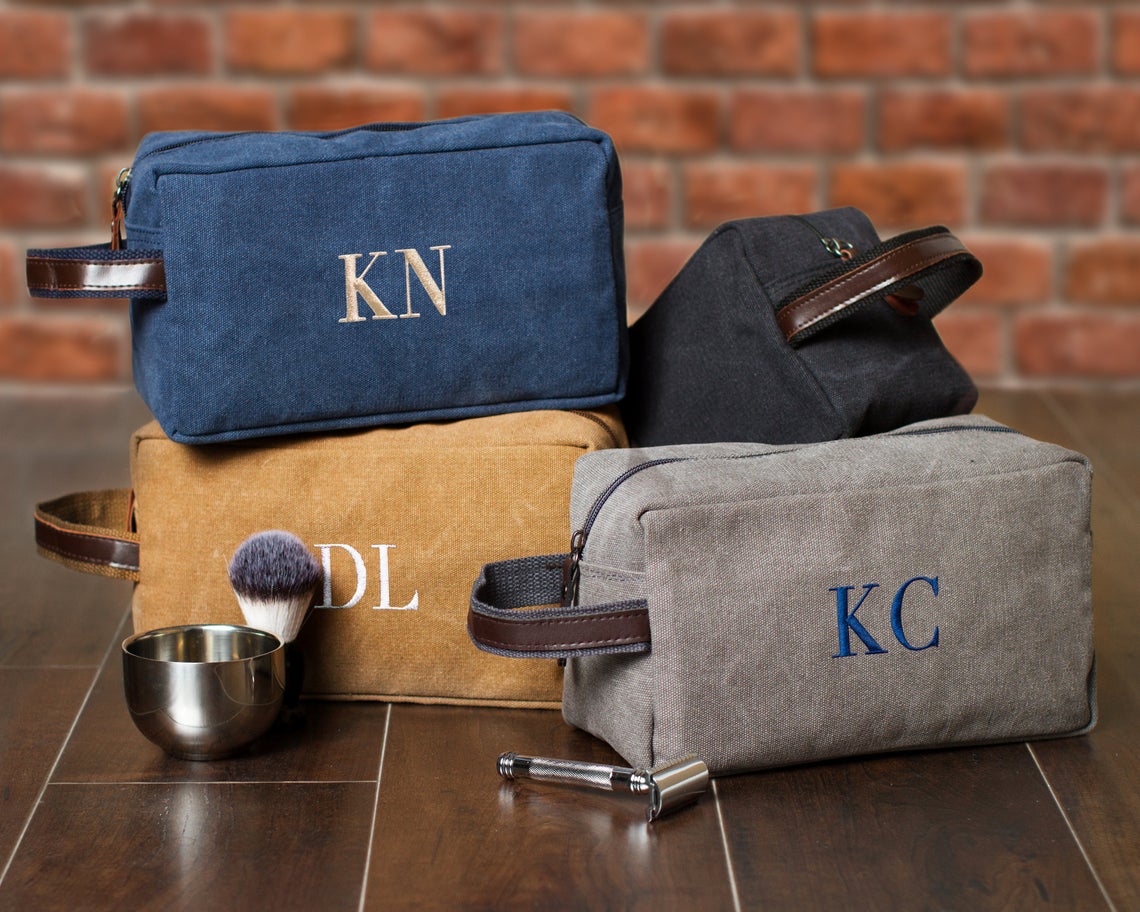 Personalized Canvas Toiletry Bag, Mens Dopp Kit, Groomsmen Gifts Ideas