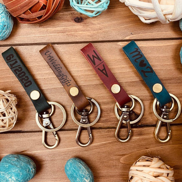 Personalized Leather Keychain Customized Keychain Custom Leather