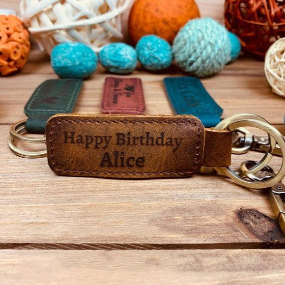 Personalized Leather Keychain, Customized Keychain, Anniversary Gift, –  UrWeddingGifts