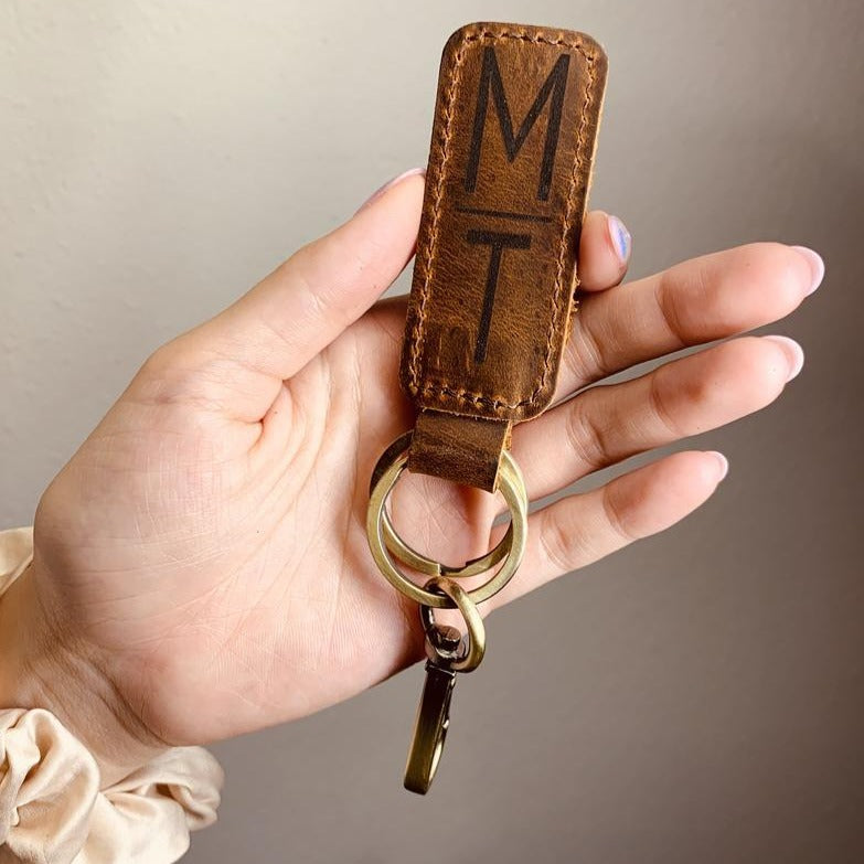 Personalized Leather Keychain, Customized Keychain, Engraved