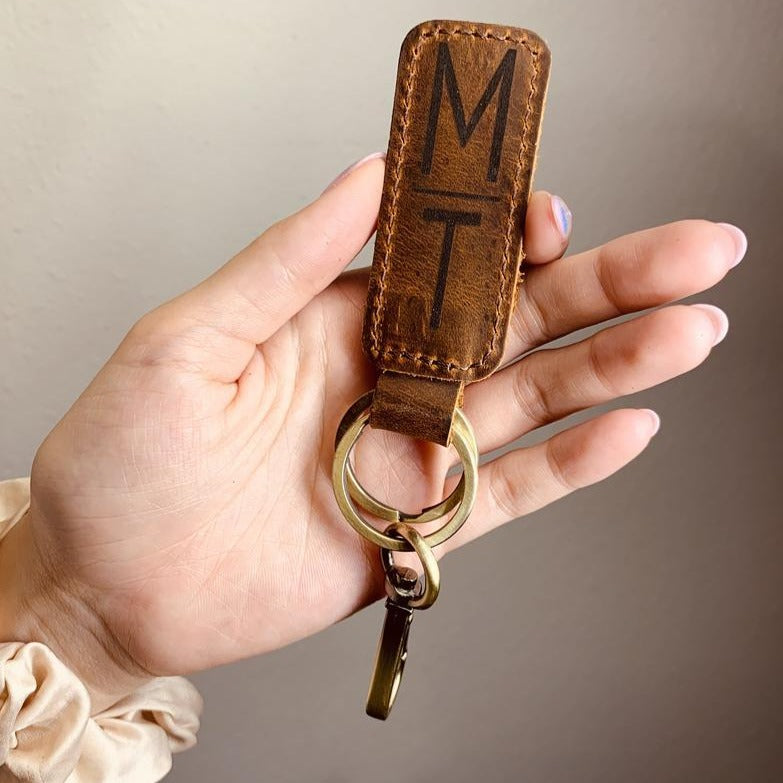 Personalized Leather Keychain, Monogrammed Keychain, Groomsmen Gift, Best Gift For Men, Coordinates Keychain