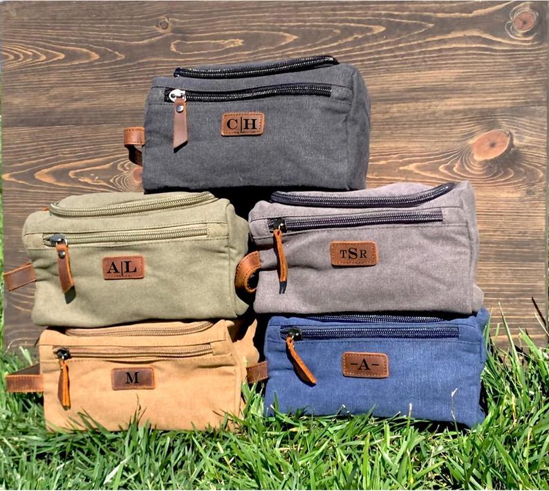Dopp Kit Travel Bag, Personalized Groomsmen Gift, Custom Canvas Toiletry Bag, Father's Day Gift, Mens Toiletry Bag, Christmas Gift