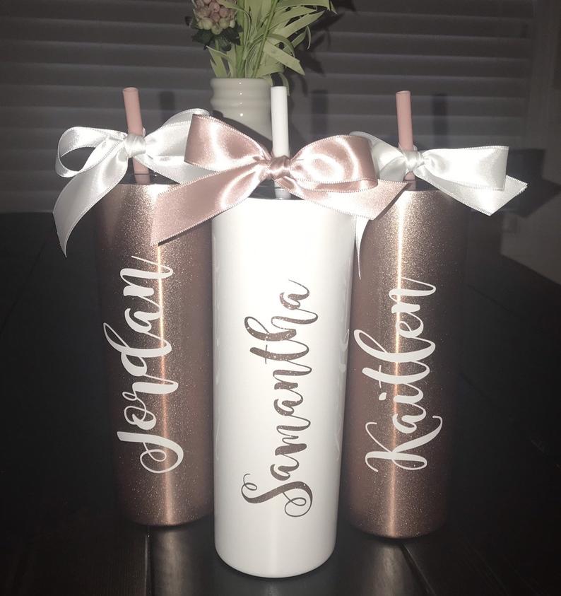 ROSE GOLD bridesmaid gift ideas, bridesmaids gifts on a budget, bridesmaid proposal box, brides tribe gifts, maid of honor tumbler - urweddinggifts