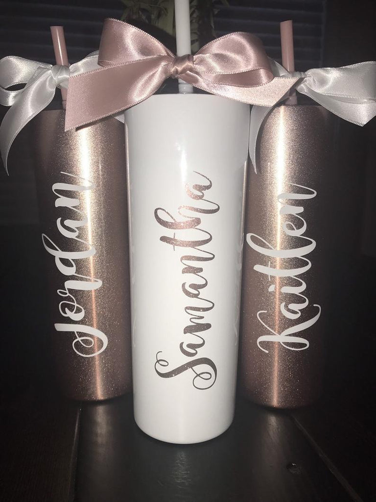 ROSE GOLD bridesmaid gift ideas, bridesmaids gifts on a budget, bridesmaid proposal box, brides tribe gifts, maid of honor tumbler - urweddinggifts