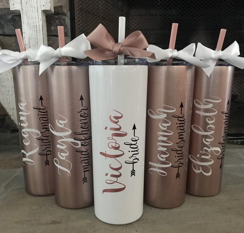 Bridesmaid Wine Tumbler - Personalized Tumbler for Bride, Maid of Honor and The Entire Bridal Party from BluChi