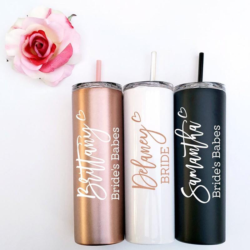 Personalized Tumbler With Lid and Straw Clear Skinny Tumbler Bridesmaid  Bridal Shower Gift